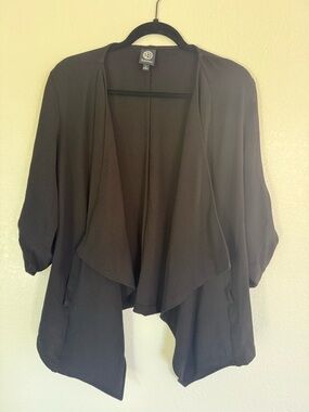 bobeau Black Open-Front Draped Cardigan